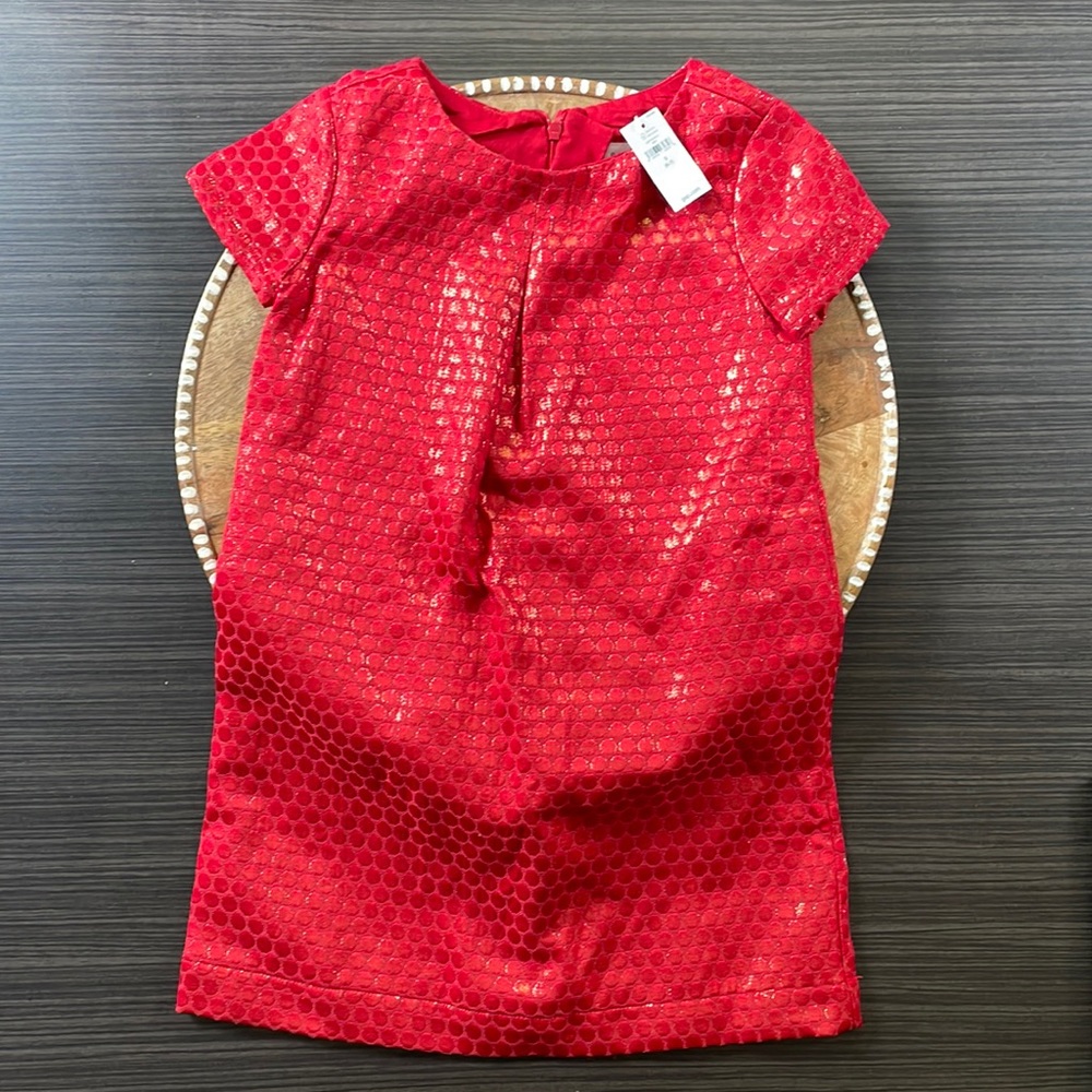 NWT! Size 6-7 Girls Holiday Dress - Red with Gold tones